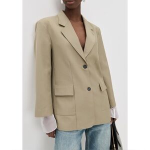 Simonett Structured Blazer with Sheer Cuff Khaki Blazer Size M